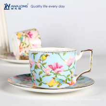 Pájaro De Pintura Azul De Patrón De Hueso Fino China Floral De Cerámica De Copa De Té, De Navidad De Taza De Café Y De Platillo